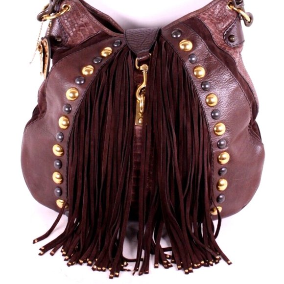 ***SOLD***EX-LARGE GUCCI BABOUSKA HOBO CROSSBODY (2 WAY) PYTHON LSTUDDED FRINGE - Picture 10 of 16